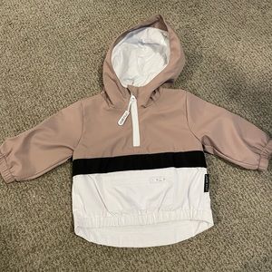 Little Bipsy Infant Hooded Windbreaker, Size 0-3M, Color Dusty Plum White Black